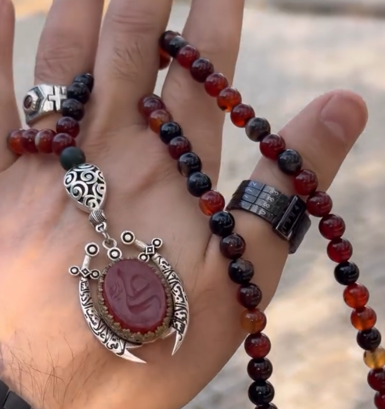 Prestige Hz. Ali Sulemani Dual Sword Aqeeq Tasbih – Shifa Ki Tasbeeh
