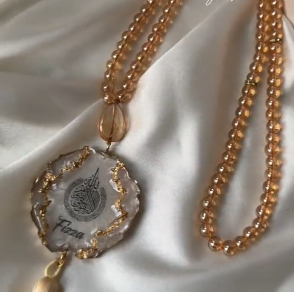 Customized golden crystal tasbih beads