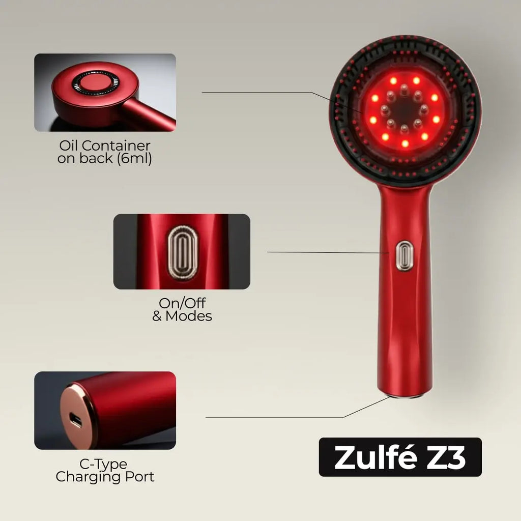 Zulfeinn Z3S - 3 in 1 Hair Growth Scalp Massager with Red Light Therapy