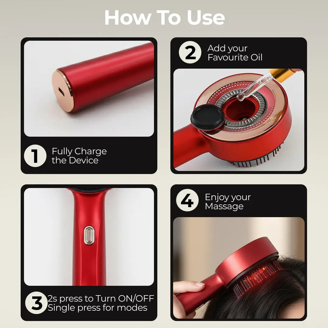 Zulfeinn Z3S - 3 in 1 Hair Growth Scalp Massager with Red Light Therapy